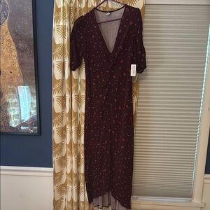 Old Navy Burgundy Floral Midi Dress